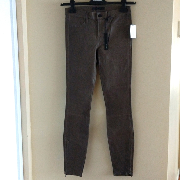 NWT J.Brand Lamb Leather Pants Dark Platinum - Picture 4 of 16